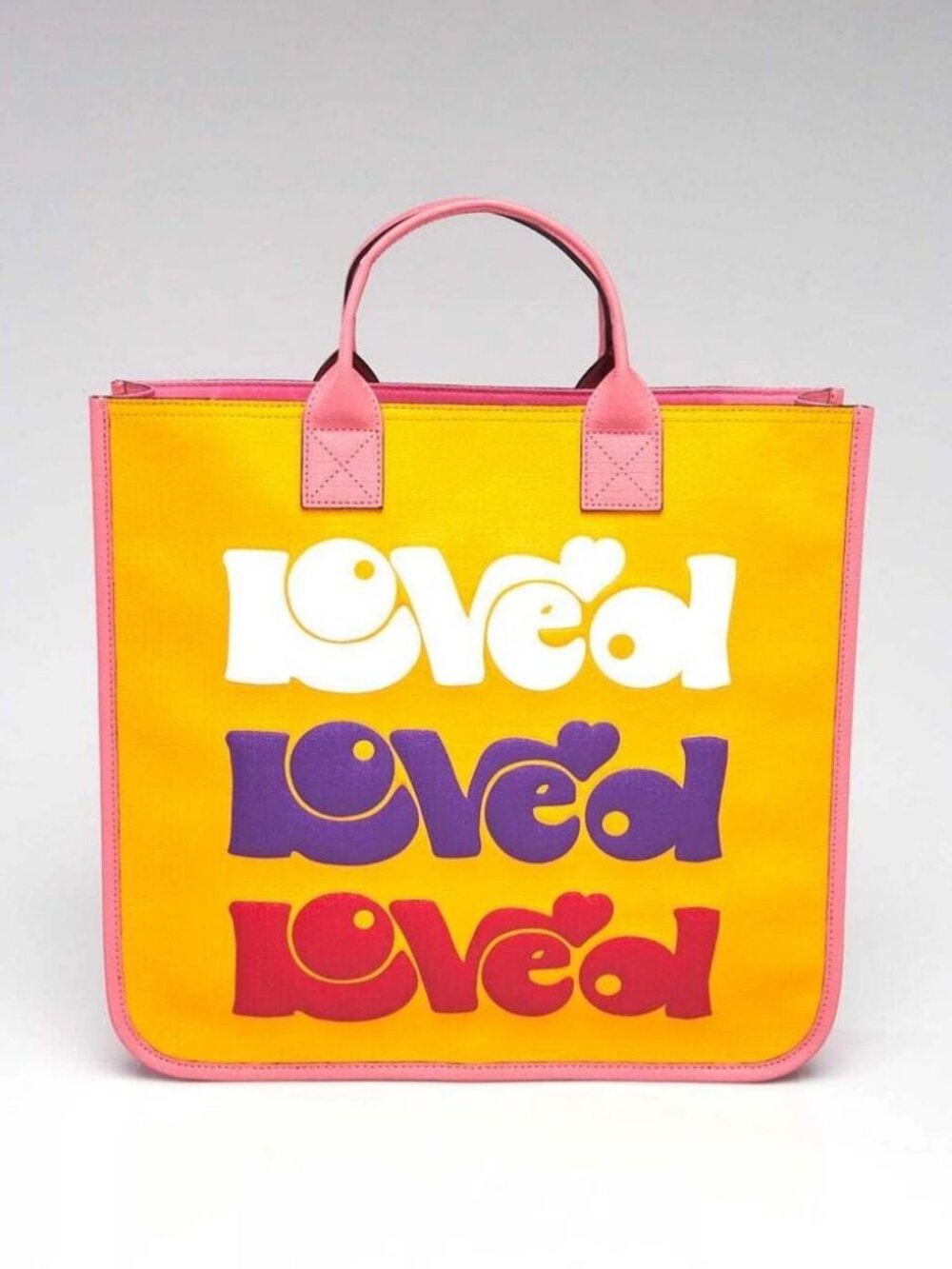 Gucci Pink/Yellow Coated Canvas Rainbow "Loved" Children's Tote Bag